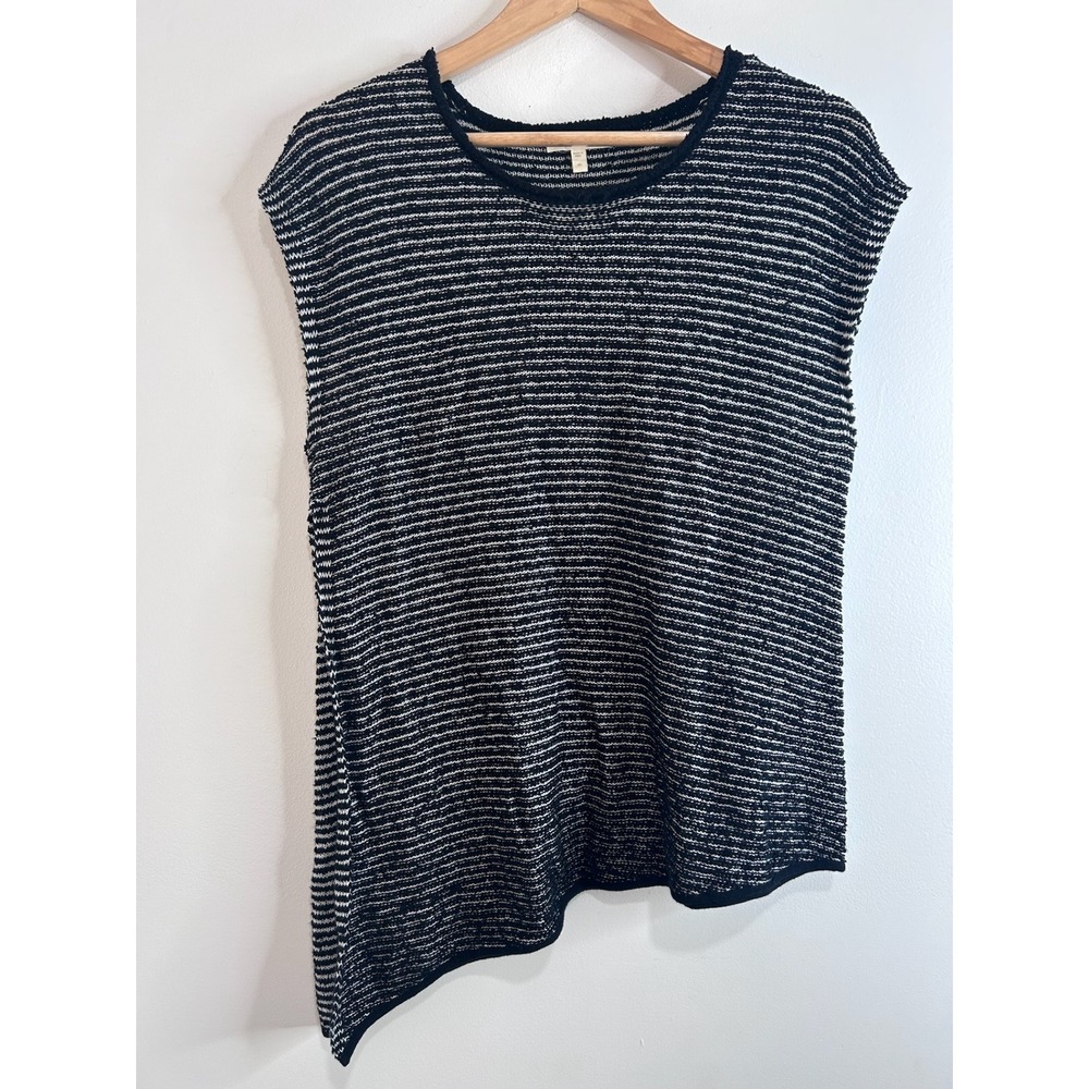 Eileen Fisher Black and White Striped Knit Tank